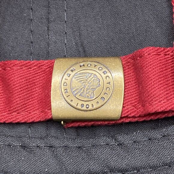 Indian Motorcycle 1901 Circle Patch Hat, Red & Black Strapback Adjustable Cap - Picture 9 of 11